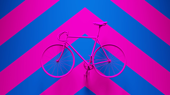 Pink Bicycle with Pink an Blue Chevron Background 3d illustration render
