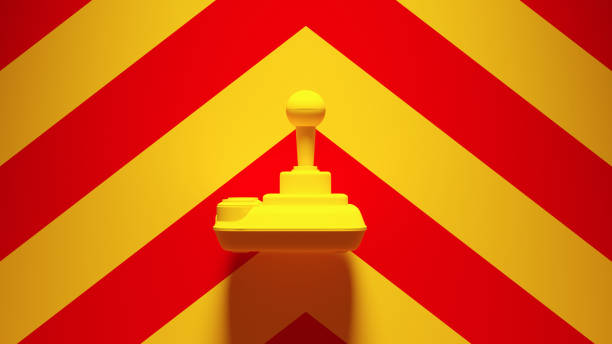 istock Yellow Joystick with Yellow an Red Chevron Background 1313807664