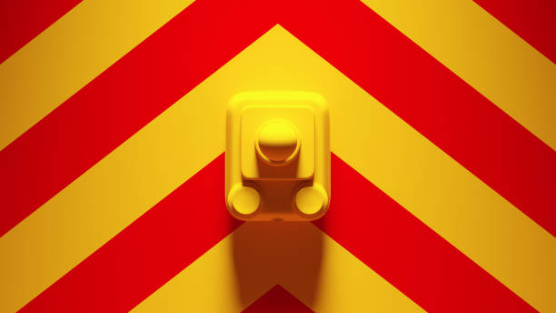 istock Yellow Joystick with Yellow an Red Chevron Background 1313808284