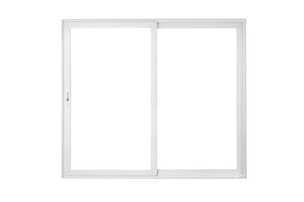 istock Real modern house door window frame isolated on white background 1313808948
