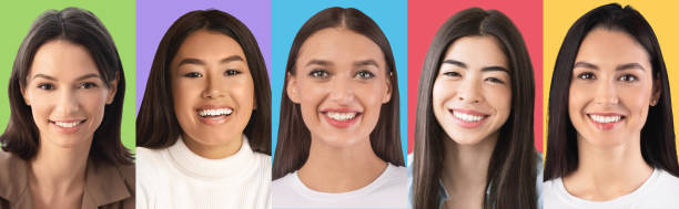 istock Composite set of smiling diverse multicultural women 1313809056
