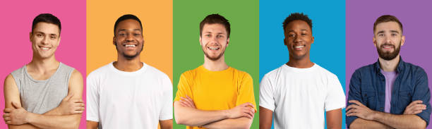 istock Composite set of smiling diverse multicultural men 1313809192