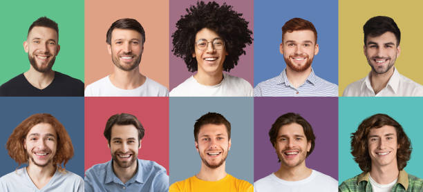 istock Composite set of smiling diverse multicultural men 1313809292