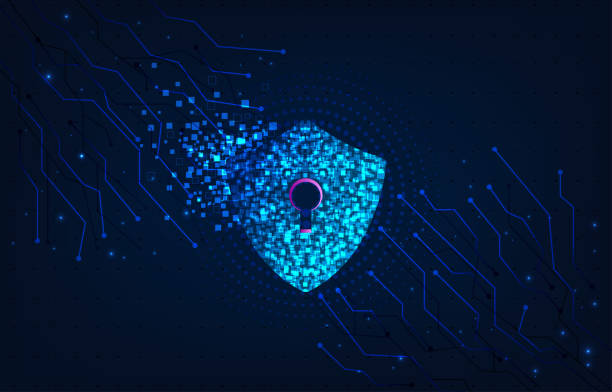 Internet system attack concept. Internet system attack concept.The shield symbol was destroyed. notification about threat of Internet attack, cybercrime concept.vector illustration. cyber security abstract stock illustrations