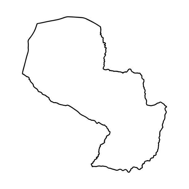 Outline map of Paraguay white background. Vector map with contour. Country in South America. resistencia stock illustrations