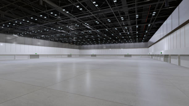istock Empty exhibition center with truss. backdrop for exhibition stands.3d render. 1313820764