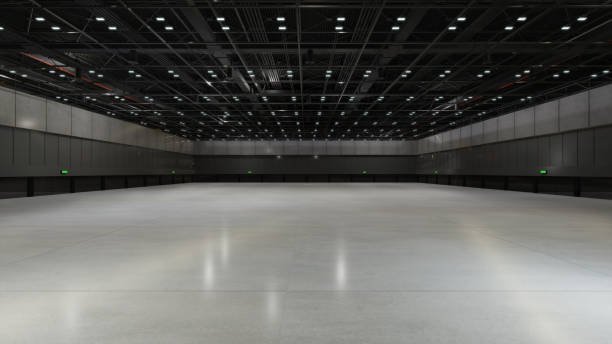 istock Empty exhibition center with truss. backdrop for exhibition stands.3d render. 1313821809