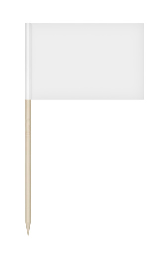 Blank toothpick flag isolated on white background, front view