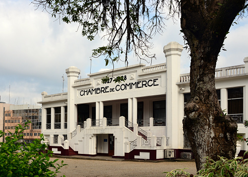 Cameroon, Douala: Chamber of Commerce - built in late Art nouveau style - French colonial architecture - Chamber of Commerce, Industry, Mines and Handicrafts of Cameroon (CCIMA), Bonanjo district.