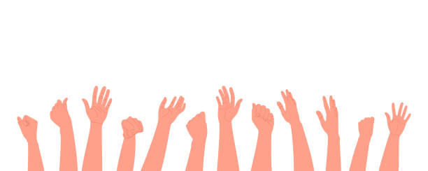 Human hands clapping, clapping, fans. Vector illustration in a flat style on a white background Human hands clapping, clapping, fans. Vector illustration in a flat style on a white background. applaus stock illustrations