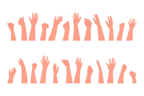 Human hands clapping, clapping, fans. Vector illustration in a flat style on a white background Human hands clapping, clapping, fans. Vector illustration in a flat style on a white background. applaus stock illustrations