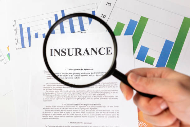 istock Man looking through a magnifying glass to the Blank insurance claim form. 1313828091