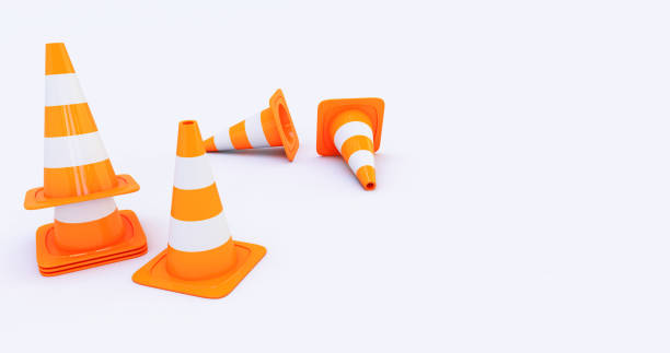 istock Orange highway traffic construction cones isolated on white background, 1313834053