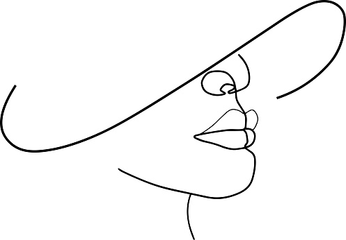 Woman face continuous line drawing. Abstract minimal woman portrait. Logo, icon, label.