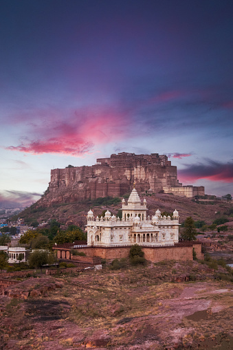 Mehrangarh fort and jaswant thada during sunset