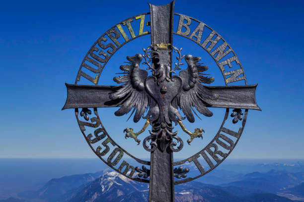 Cross at the Tirolean Zugspitzbahnen, Tirol, Zugspitze, 2962 m, the highest mountain in Germany, Bavaria, Tyrol, Germany, Europe\