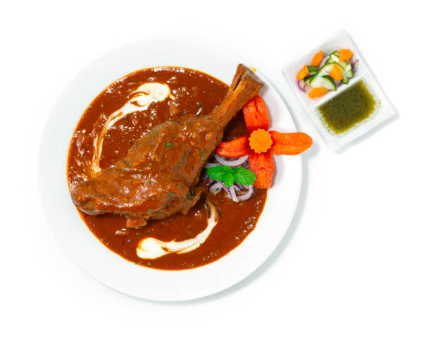 braised lamb shank masala curry - lamb shank dinner meal imagens e fotografias de stock