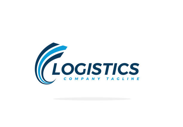 Blue Logistics Logo With Lines Highway Vector Blue Logistics Logo For Aviation Company With Highway Lines Vector company logos stock illustrations