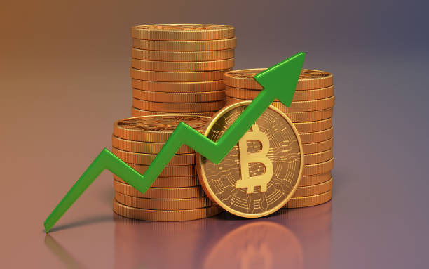 istock Bitcoin Gold Growth Chart Stock Photo 1313843228