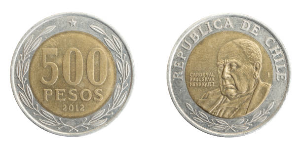 istock Chile five hundred pesos coins on white isolated isolated background 1313844786
