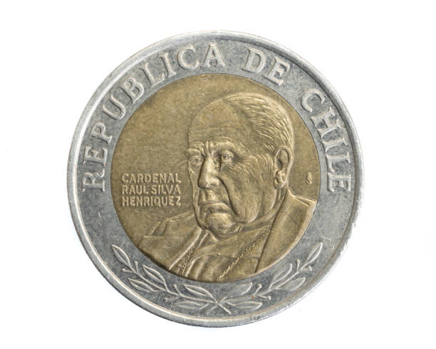 istock Chile five hundred pesos coins on white isolated isolated background 1313844989