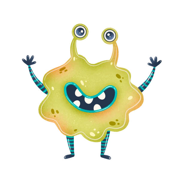 ilustracja uroczej zielonej kreskówki kosmity. ładny potwór odizolowany na białym tle. - mascot alien space mystery stock illustrations