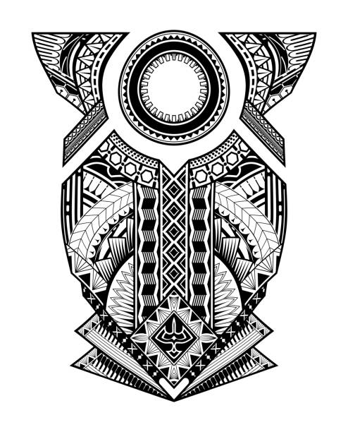 ilustrações, clipart, desenhos animados e ícones de ornamento de tatuagem estilo corpo polinésio - polynesia