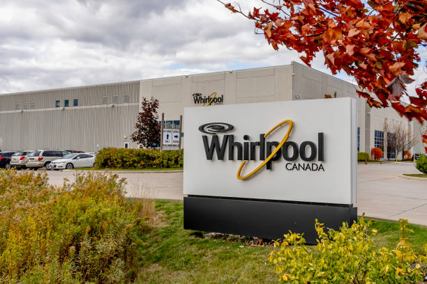 Whirlpool Canada distribution centre in Milton, Ontario, Canada. Milton, Ontario, Canada - October 23, 2019: Whirlpool Canada distribution centre in Milton, Ontario, Canada. The Whirlpool Corporation is an American manufacturer and marketer of home appliances. consul photos stock pictures, royalty-free photos & images