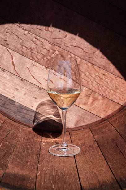 istock Wine production in Netherlands, white wine tasting glass close up 1313857685