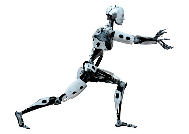 istock 3D illustration male robot on white 1313858169