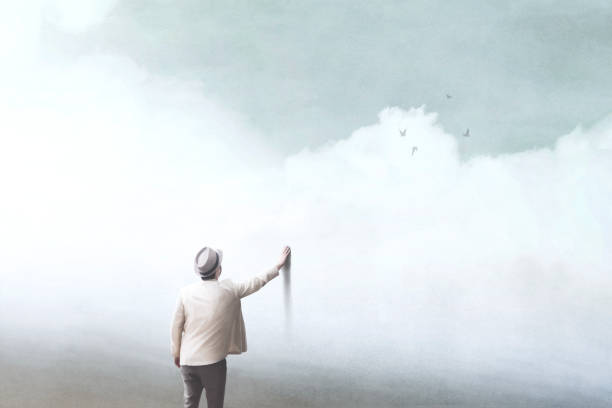 istock illustration of man living in a false world, surreal concept 1313859040