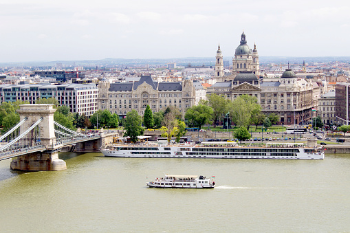 Budapest, Hungary - May 25, 2019: Panoramic view of the city and river. Budapest. Hungary.
