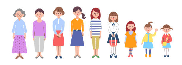 様々な世代の女性の全身 - 女性　日本人点のイラスト素材／クリップアート素材／マンガ素材／アイコン素材