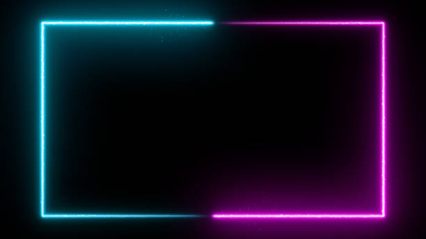 istock Neon glowing frame background. Laser show border 1313862605