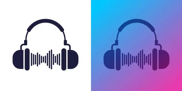 Vector illustration of Podcast Headphones Audio Music Listening Symbol