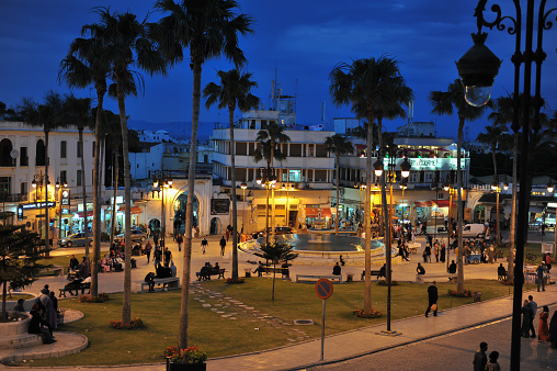 Le Grand Socco square Tangier Morocco northern Africa.Tangier by night