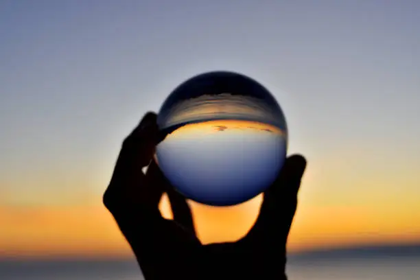 sea landscape seen through the eyes of the lensball