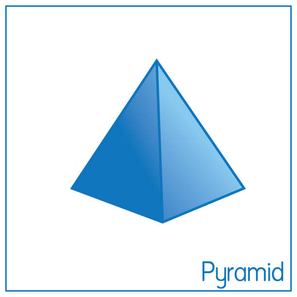 piramida 3d doskonałe kształty. nadaje się do kolorowania w przedszkolu, porównania, rysowania, doodle, projektu artystycznego, pierwszej książki słownej lub karty flash. - piramida figura geometryczna stock illustrations