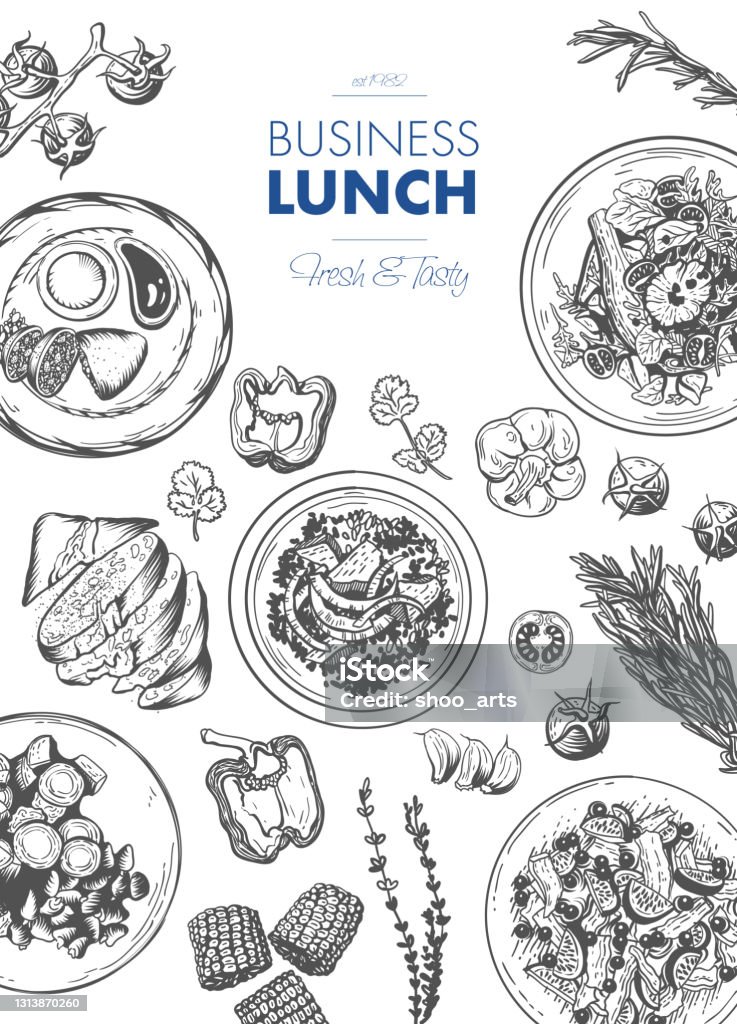 Lunch Options Graphics Restaurant Lunch Menu Template Linear Graphic Vector Illustration Stock ...