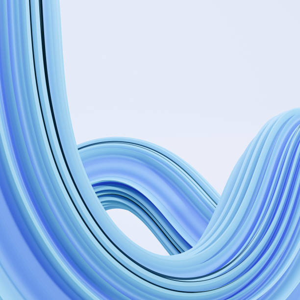 istock Abstract blue twisted wavy shape, shiny curve in motion, 3d rendering. 1313871108