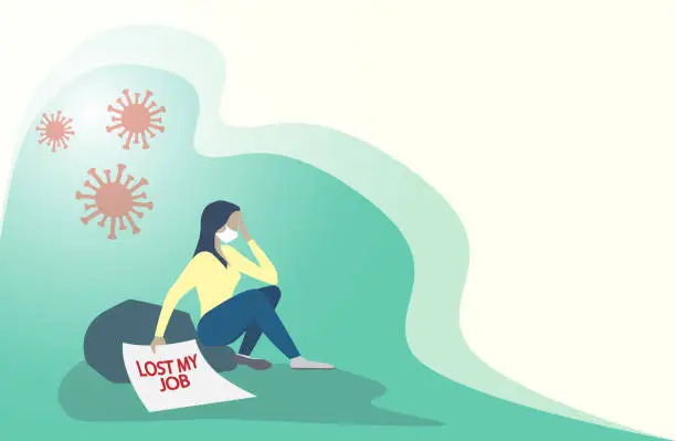 Vector illustration of Lost my job due to covid-19