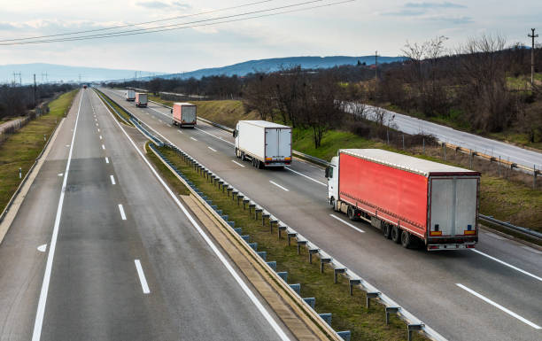 istock Convoy of Big trucks 1313874281