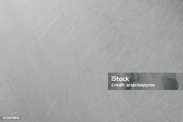 Full Frame Of Scratched Stainless Steel Surface Stock Photo - Download Image Now - Metal, Textured, Kitchen Counter
