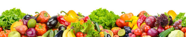 istock Horizontal seamless pattern from healthy fruits, vegetables and berries 1313883644