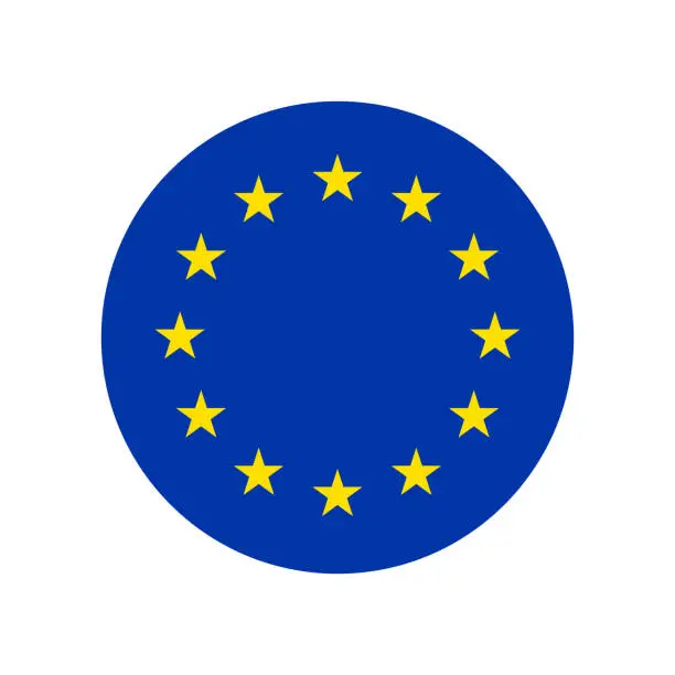 Vector illustration of European Union Flag Icon Vector Illustration - Round