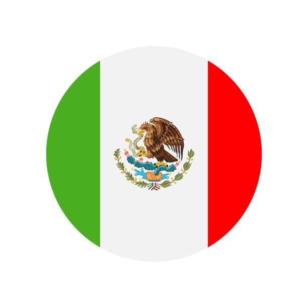 Web Mexico - Flag Icon Vector Illustration - Round cartoon of the clothes line stock illustrations