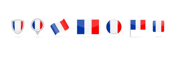 Vector illustration of France Flag Icon Vector Set