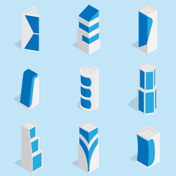 istock Isometric futuristic architecture with isolated high-tech images of modern buildings and skyscraper. 1313885540