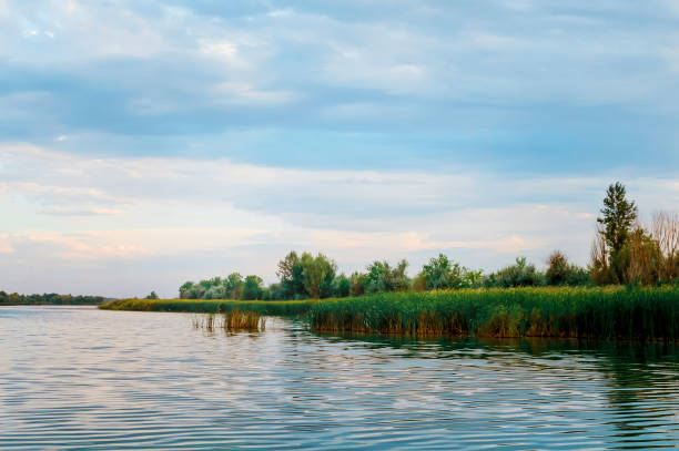 Beautiful summer landscape, river and sky.
