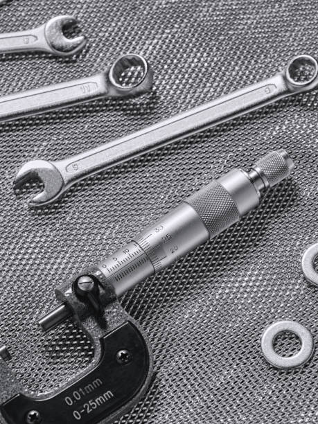 istock Vertical photograph of a mechanical micrometer 1313887212